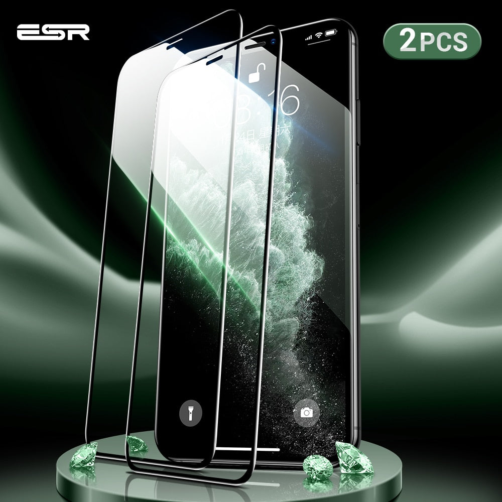ESR 2pcs Screen Protector for iPhone 11 Pro X XS XR XS Max 3D Full Coverage Easy Install Clear Premium Protective Tempered Glass